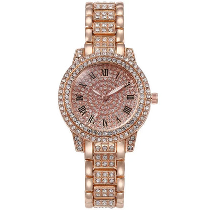 Montre Luxe Rose Cristal Zircon Femme