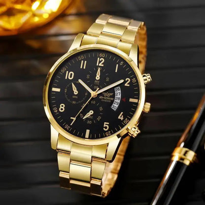 Montre Homme Luxe Quartz Gold Black