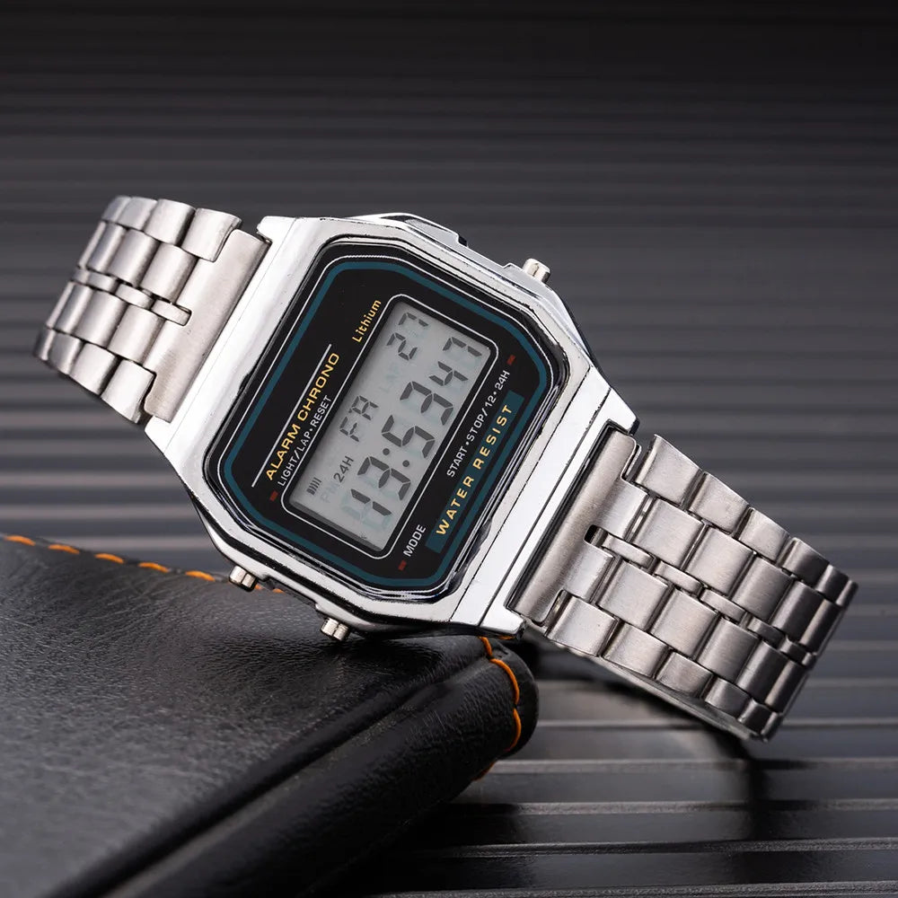 Montre LED Silicone Luxe Or Rose Argentée