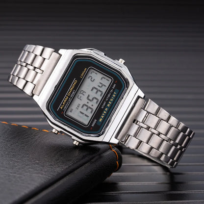 Montre LED Silicone Luxe Or Rose Argentée