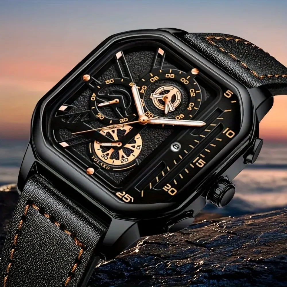 Montre Carrée Luxe Homme Cuir PU
