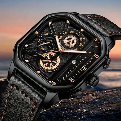 Montre Carrée Luxe Homme Cuir PU