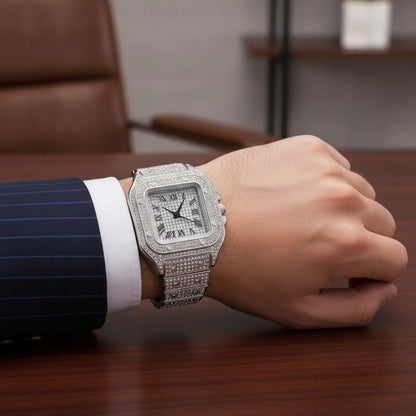 Montre Homme Carrée Luxe Acier Inoxydable