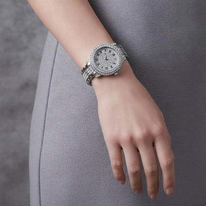 Montre Femme Argentée Cristal Zircon