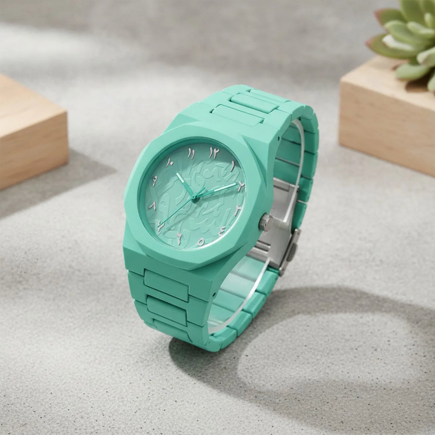 Montre Étanche Design Arabe Vert