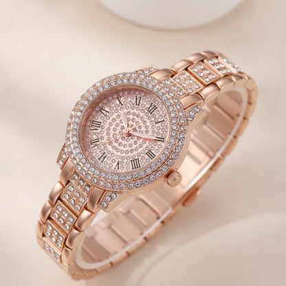 Montre Luxe Rose Cristal Zircon Femme