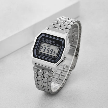 Montre LED Vintage Militaire Argentée Unisexe