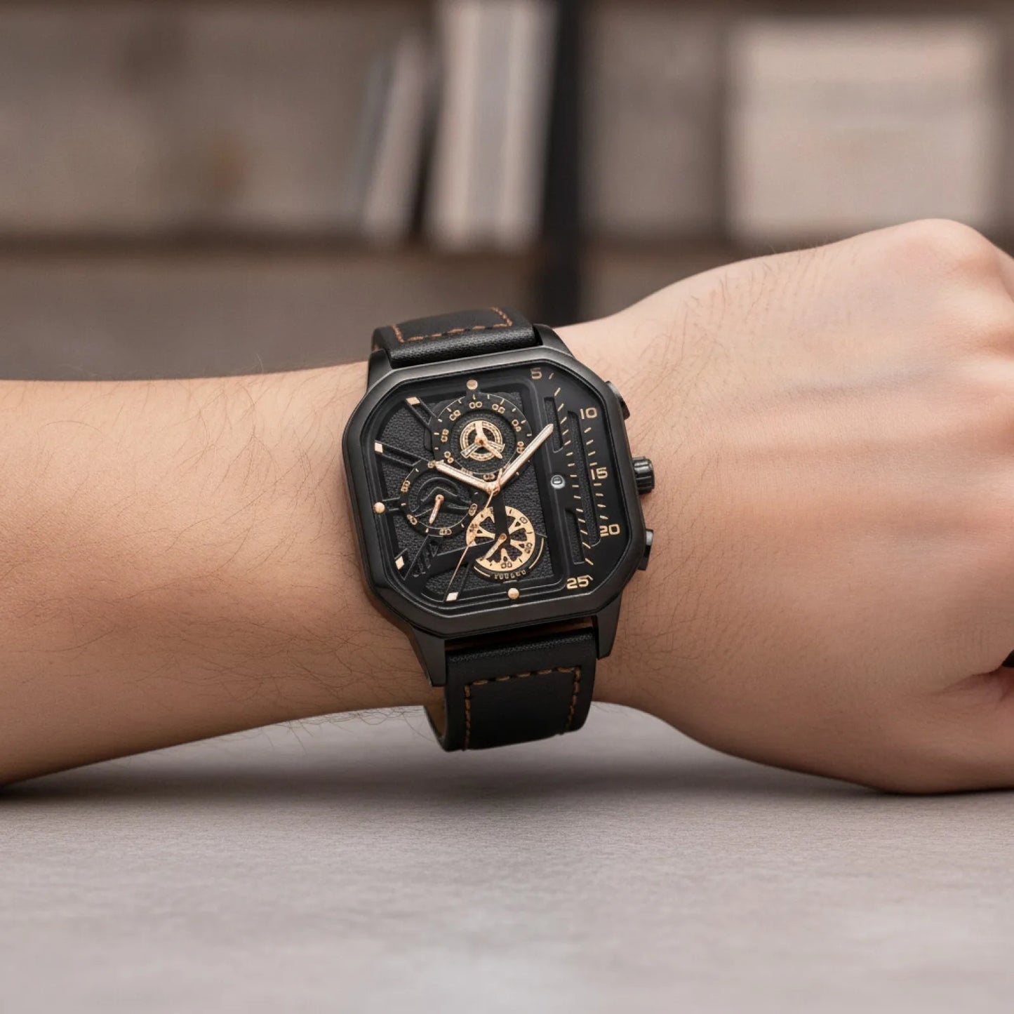 Montre Carrée Luxe Homme Cuir PU
