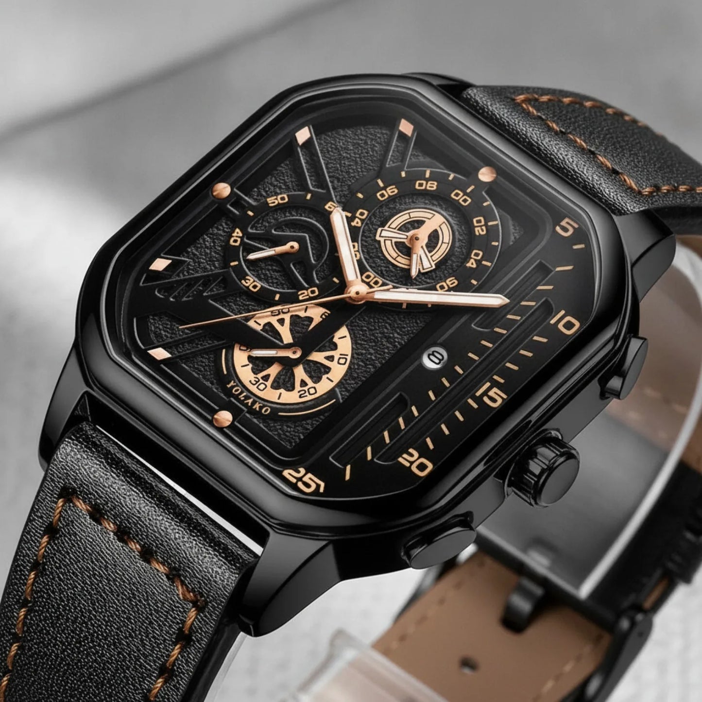 Montre Carrée Luxe Homme Cuir PU