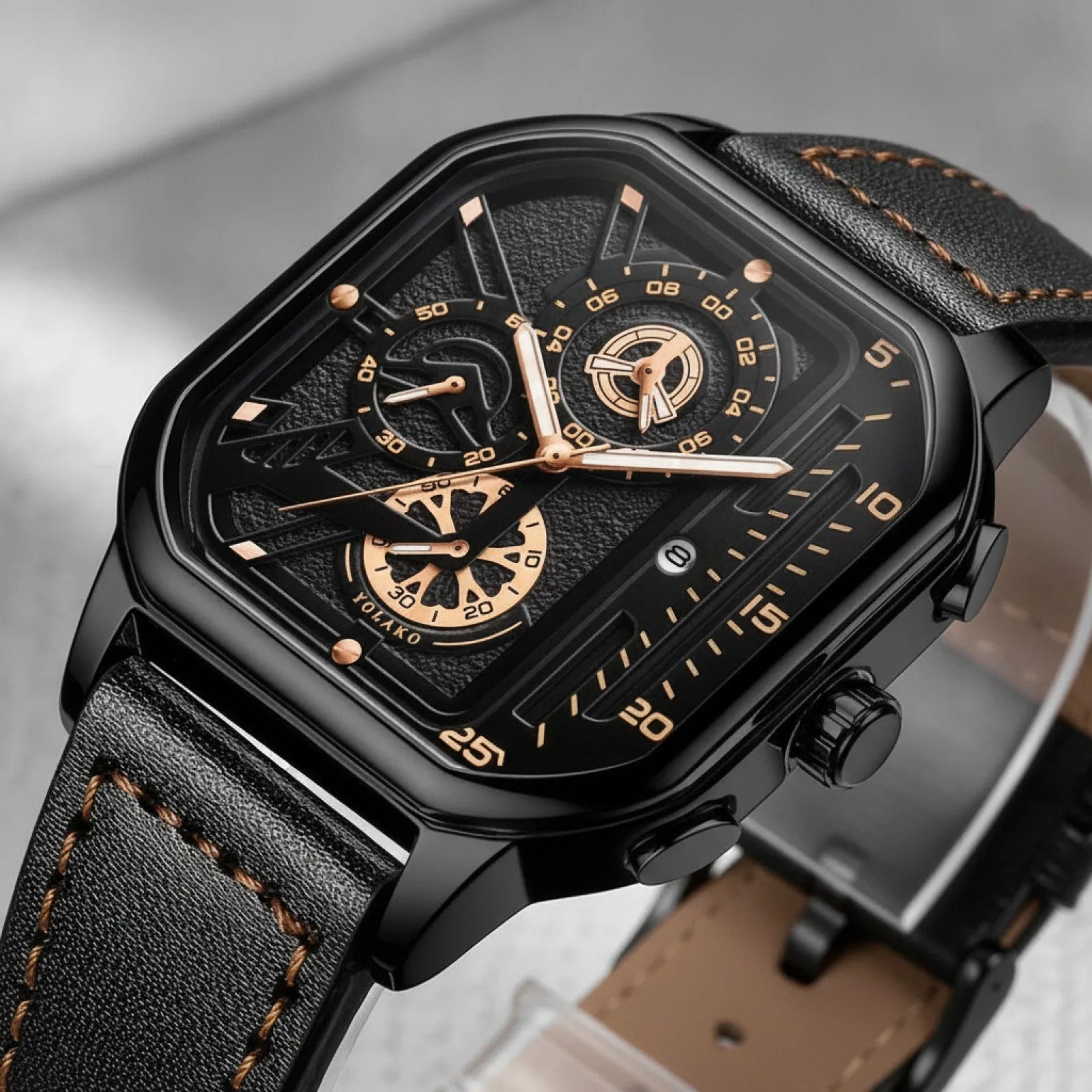 Montre Carrée Luxe Homme Cuir PU