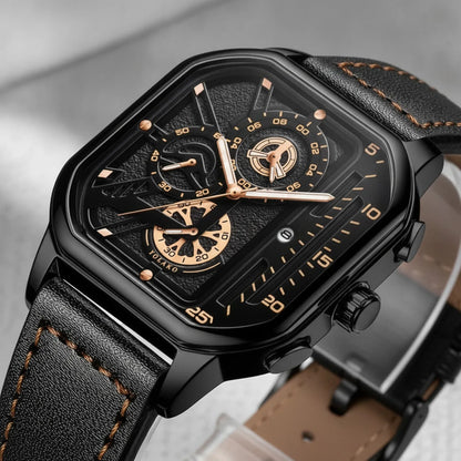 Montre Carrée Luxe Homme Cuir PU