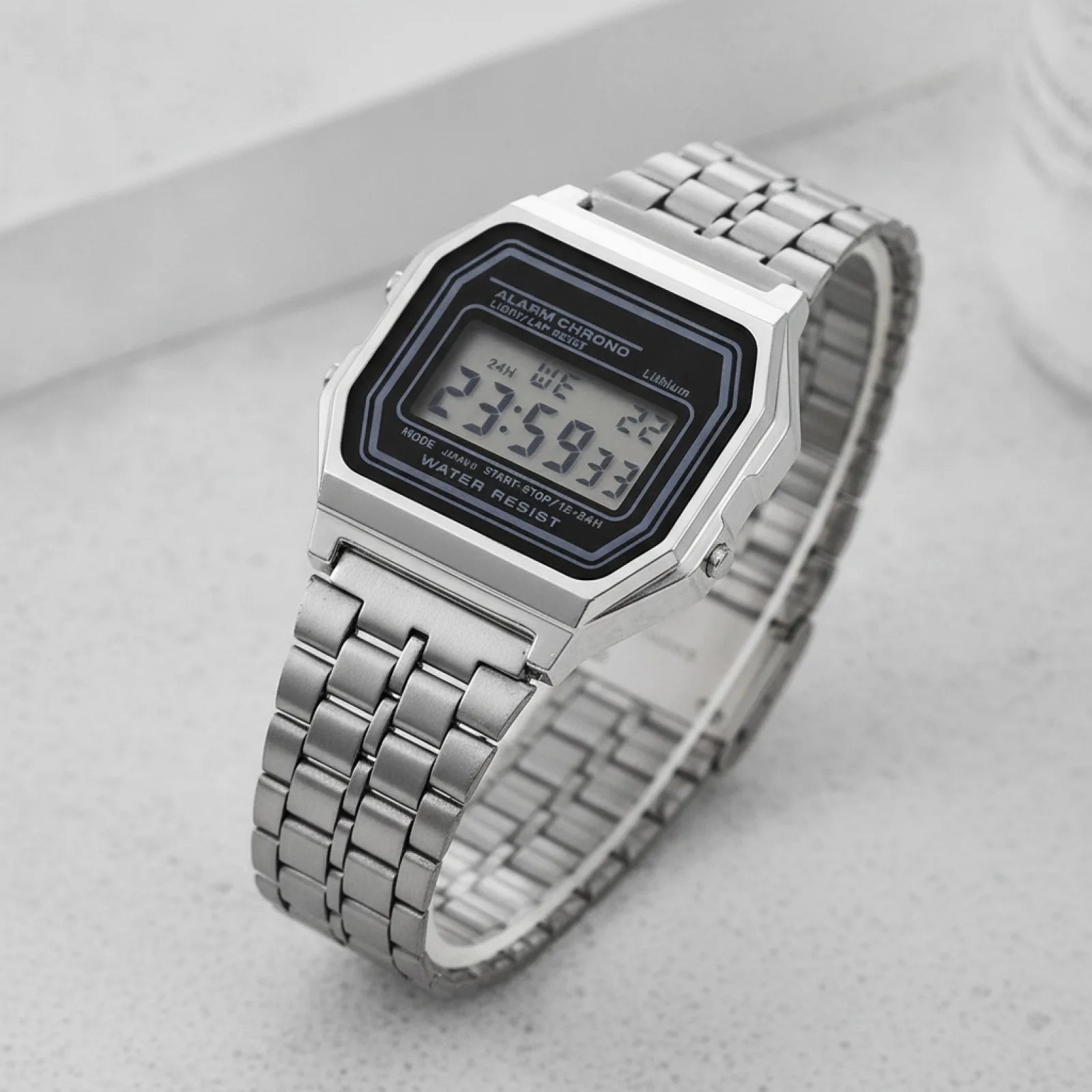 Montre LED Vintage Militaire Argentée Unisexe