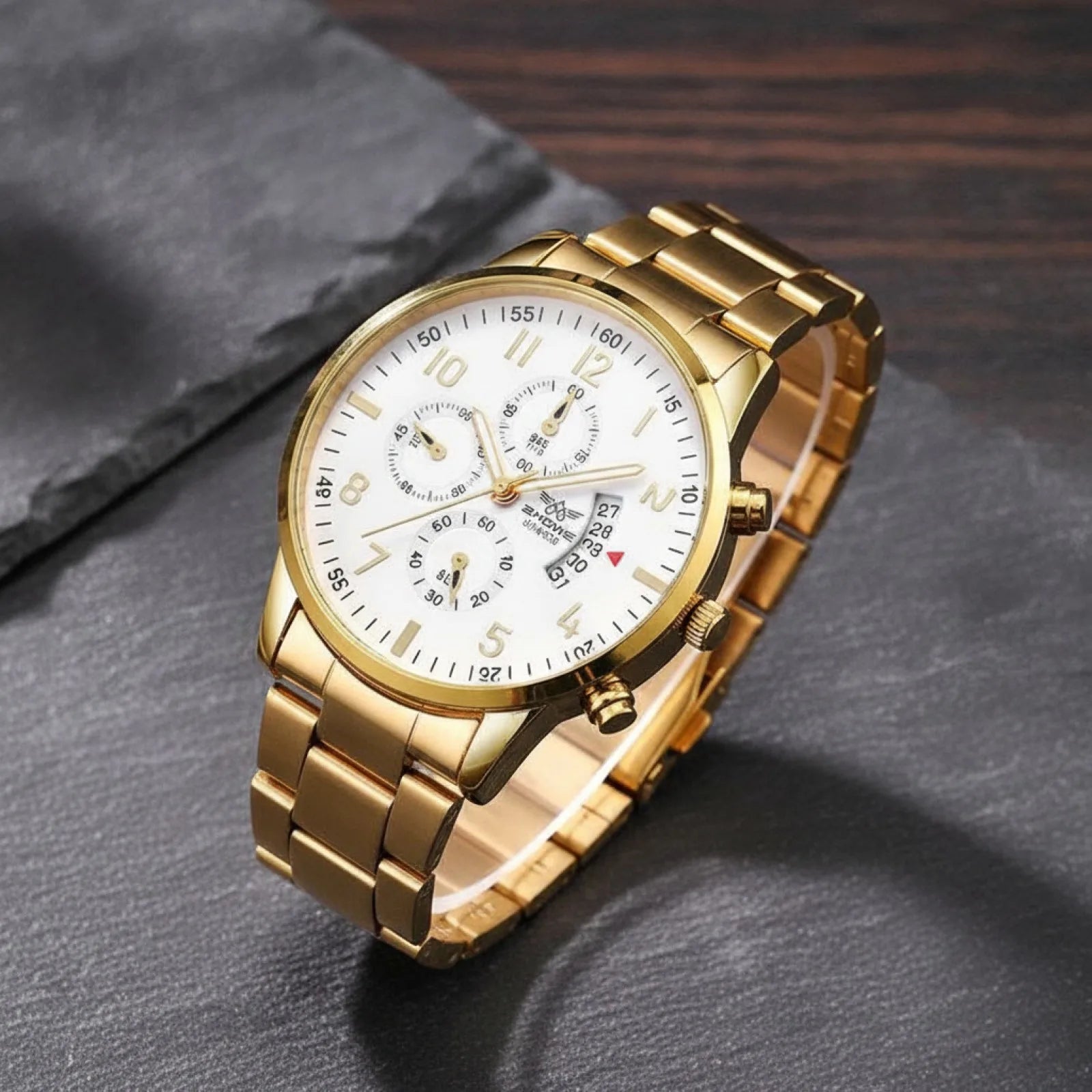 Montre Homme Luxe Gold White