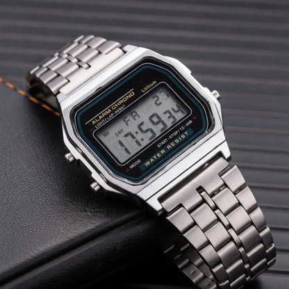 Montre LED Silicone Luxe Or Rose Argentée