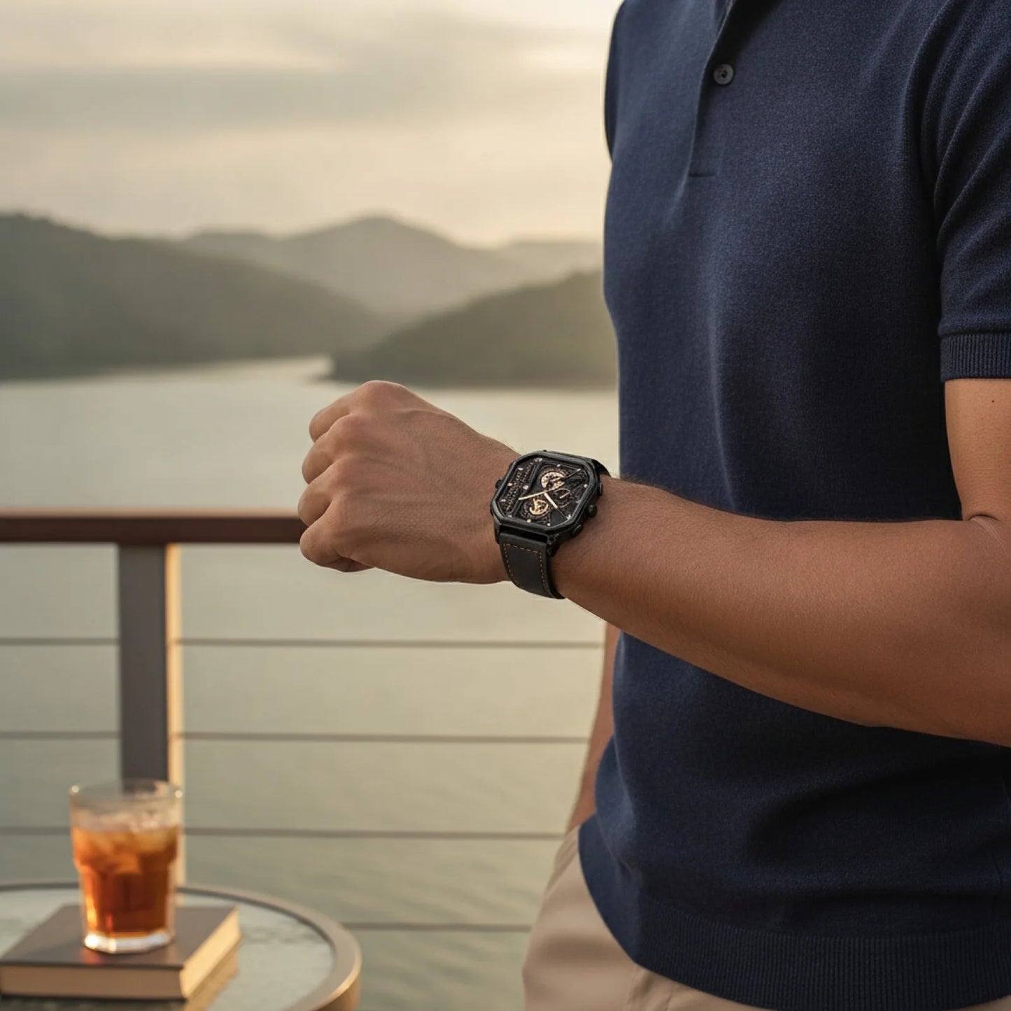 Montre Carrée Luxe Homme Cuir PU