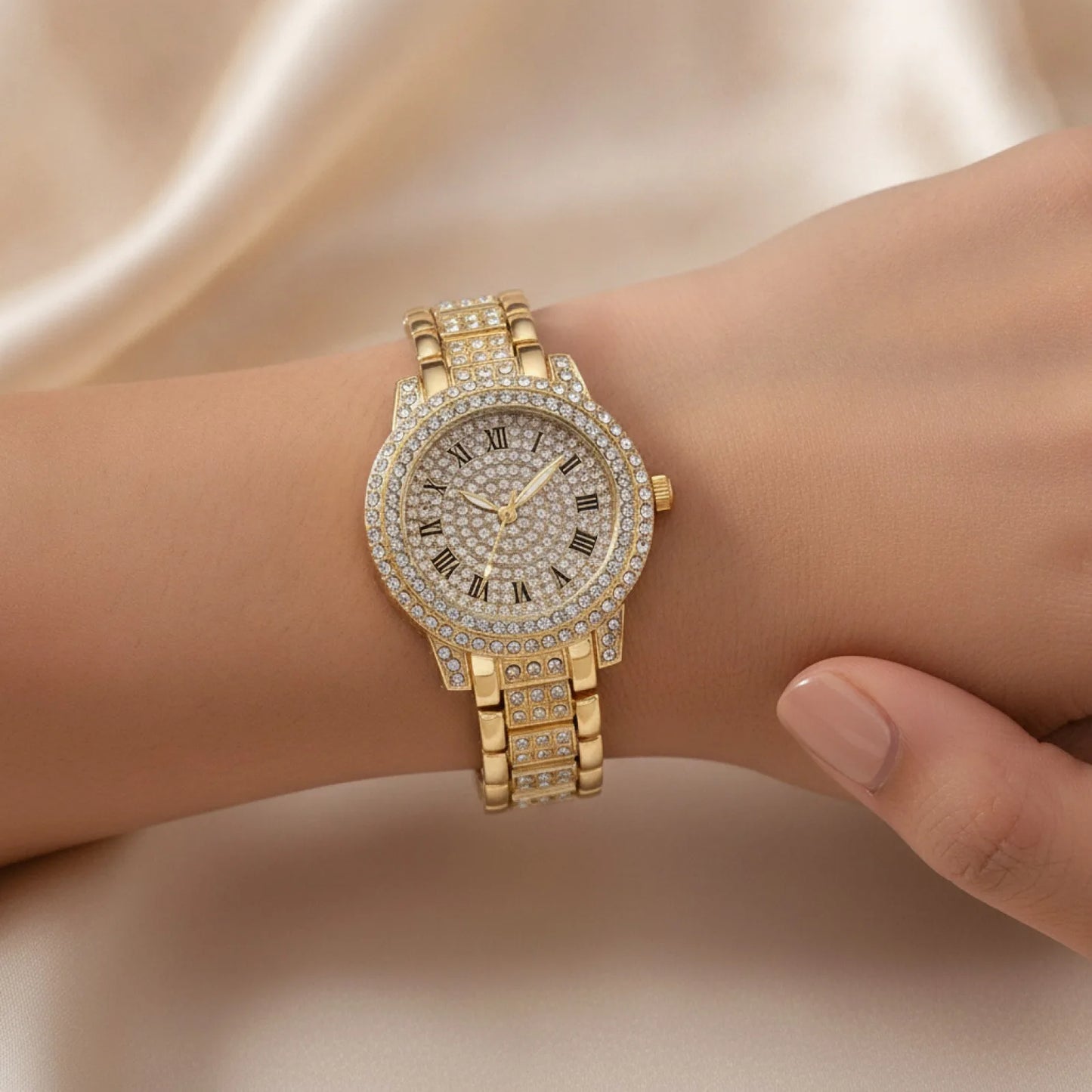 Montre Femme Bracelet Or Strass Cristal Zircon