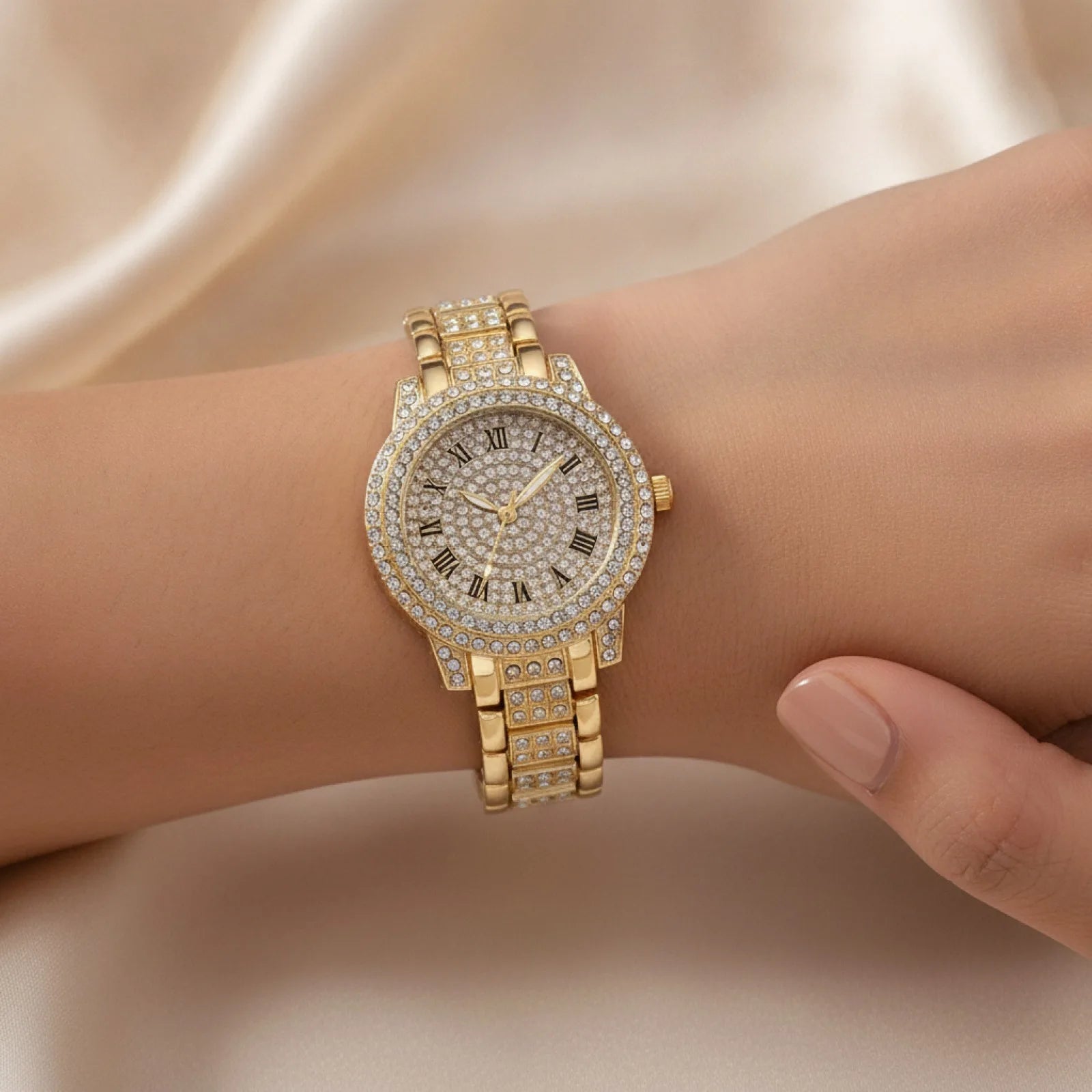 Montre Femme Bracelet Or Strass Cristal Zircon
