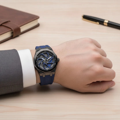 Montre Homme Quartz Design Roue Rotative