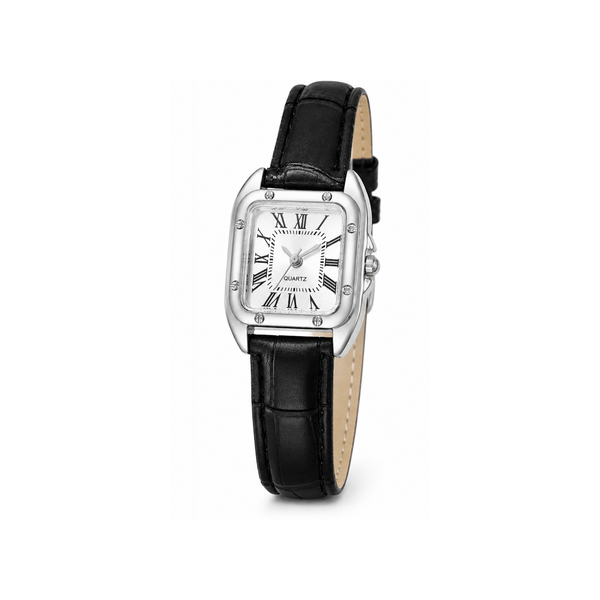 Montre Femme - Argenté Noir Cuir