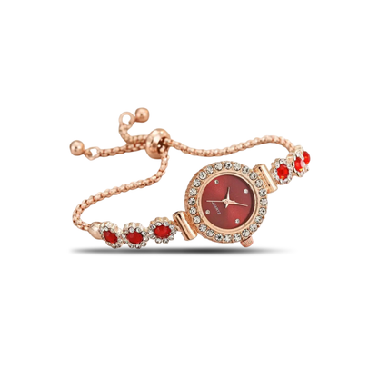 Montre Femme Élégant - Rouge Rose Gold