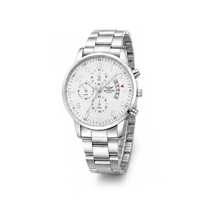Montre Homme Luxe - Blanc Argent