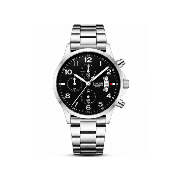 Montre Homme Luxe - Argent Noir